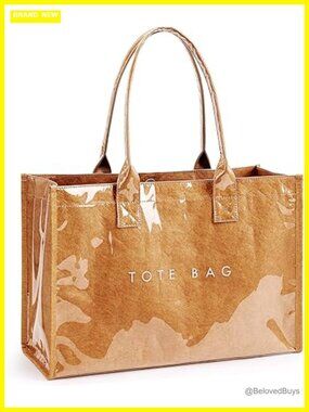 PVC Kraft Paper Tote Bag Work Handbag with Top Handle